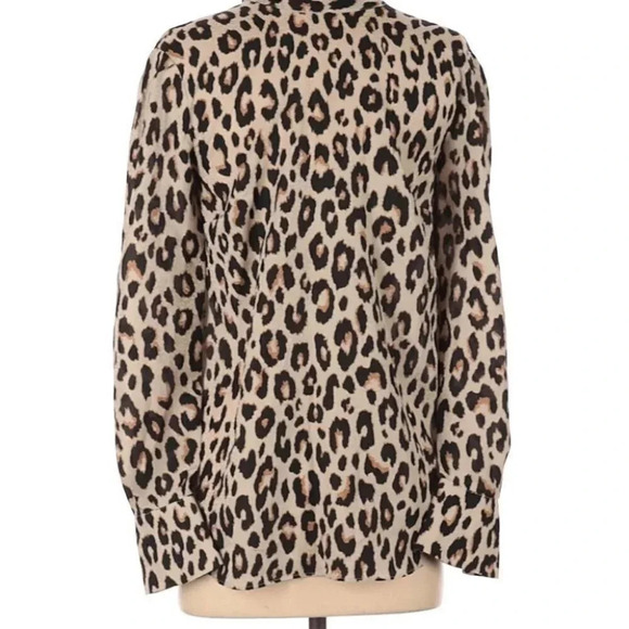 Ann Taylor Animal Print Bow Tie Blouse Career Work - Picture 3 of 5